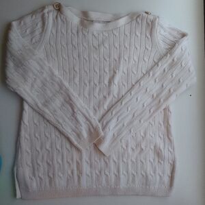 Womens light cream knitted boat neck sweater